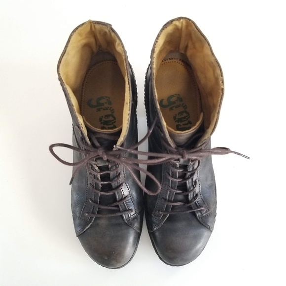 GROUNDHOG Combat Boots Brown Distressed Leather - Picture 6 of 12